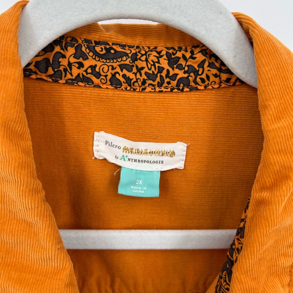Pilcro and the Letterpress Sigourney orange corduroy shirt - Picture 7 of 9